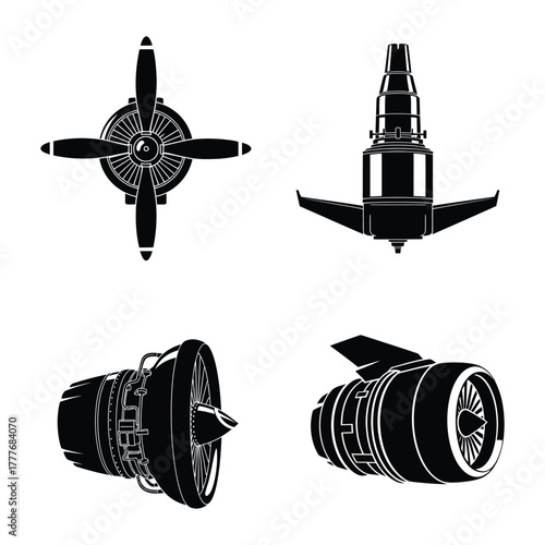 Airplane engine silhouettes for your design