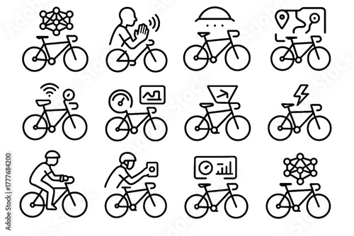 Bike ai neural predictive icon cycling smart adaptive autonomous interactive vector