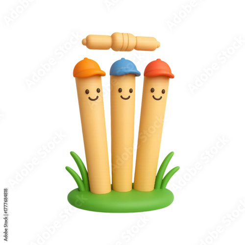 Cricket stumps isolated on transparent background
