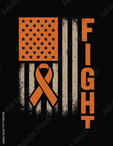 American Flag Leukemia Fight Ribbon
