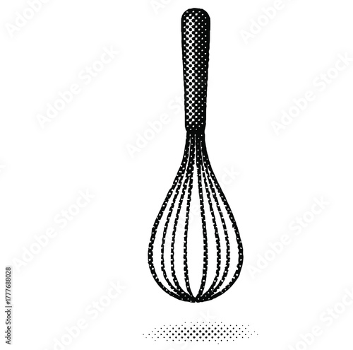 Halftone Whisk Illustration Black and White