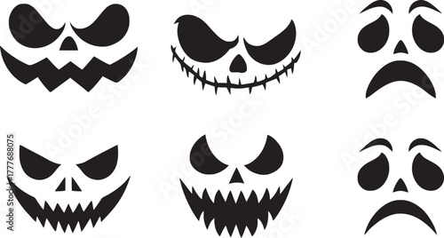 Set of creepy and fun Halloween pumpkin faces