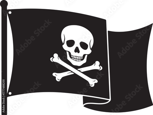Pirate Flag wavy design vector icon