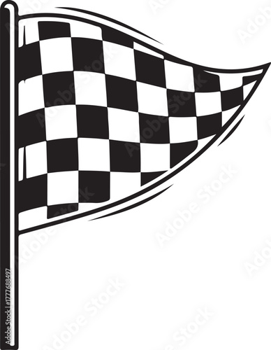 racing checkered triangle flag vector icon