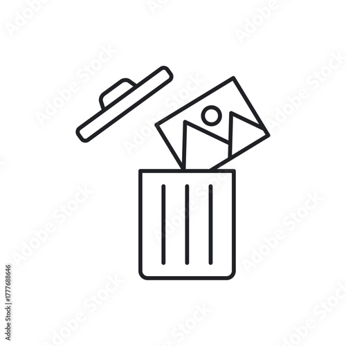 Delete Image Trash Can Outline Icon