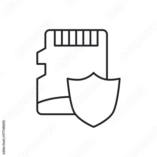 Protected Data Memory Card Security Line Icon
