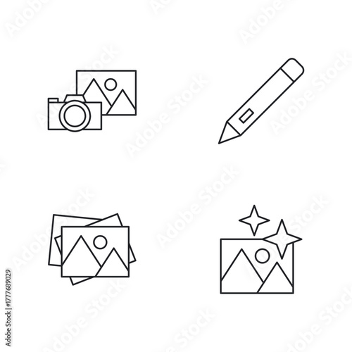 Creative Image Editing and Enhancement Line Icon Set