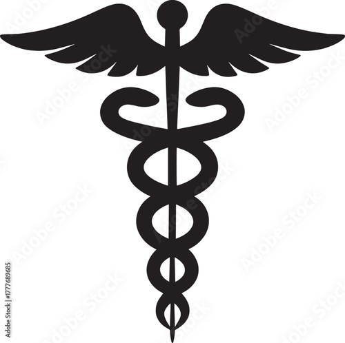 Caduceus Medical Symbol, Healthcare and Medicine Emblem for Hospitals, Clinics, and Pharmacies Vector