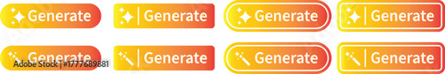 AI generate button icon set, magic wand and sparkle symbols collection, artificial intelligence interface elements group, modern flat and line vector design pack for app, web and ui ux graphics