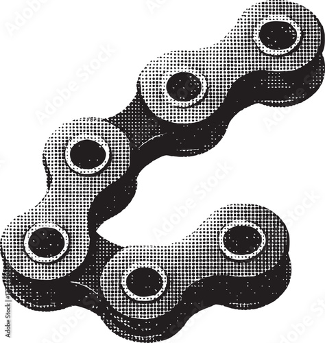 Halftone Chain Link Illustration Black and White