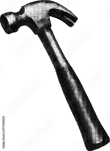 Halftone Hammer Illustration Black and White