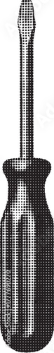 Halftone Screwdriver Illustration Black and White