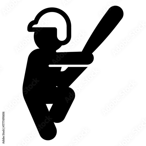 Baseball player solid icon, baseball game concept. Vector graphics. Sportsman with helmet and bat, sport sign on white background, style icon mobile or web design.