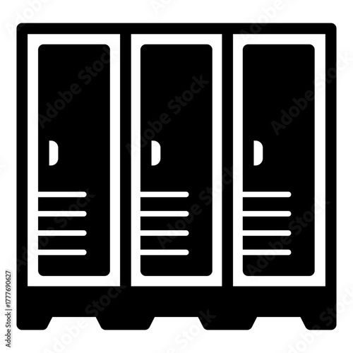Lockers for players team solid icon, baseball game concept. Vector graphics. Changing room lockers, sport training sign on white background, style icon mobile or web design.