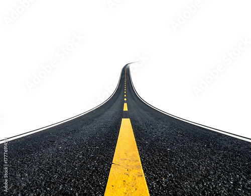 Black asphalt road with yellow line stretching into darkness