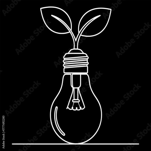Eco-Friendly Idea A Symbolic Depiction of Growth and Sustainable Innovation in a Lightbulb