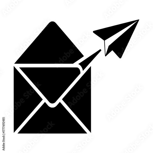 Email Marketing and Communication Concept Sending a Message with Paper Airplane and Envelope Icon