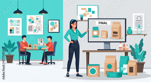 Product Branding Presentation With Creative Team And Final Package Design