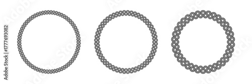 Circle Picture Frame Border With 3 Circles Seamless Pattern Decorative Ornament Vector Set