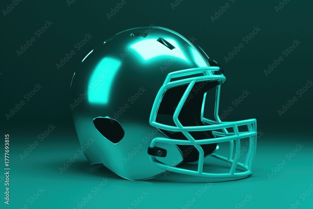 Fototapeta premium A football helmet with a green glow