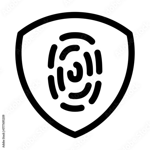 Biometric Security Icon – Fingerprint Inside Shield for Digital Protection.