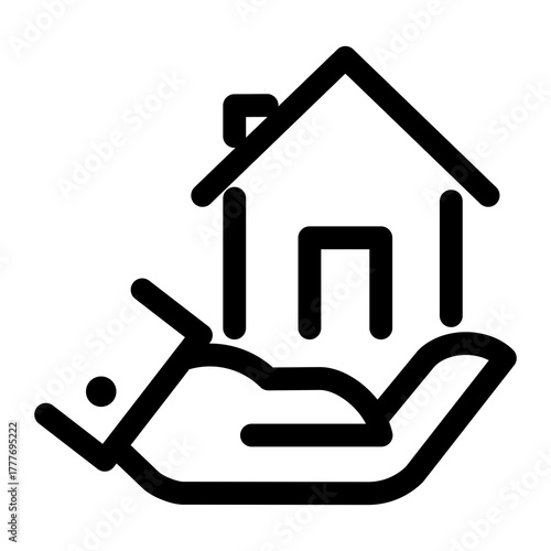 Property Offer Icon – Hand Holding House for Real Estate Assistance and Support