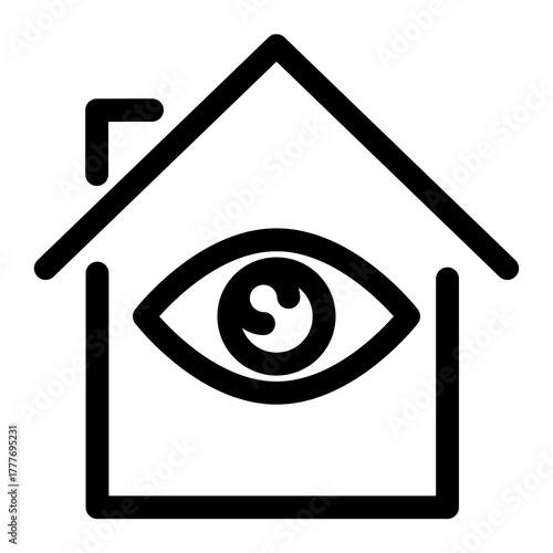 Property Watch Icon – Eye Inside House for Real Estate Monitoring and Security.