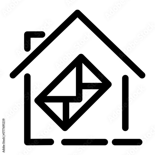 Property Inquiry Icon – Mail Inside House for Real Estate speed Communication.