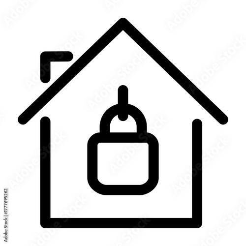 Home Security Icon – Padlock Inside House for Property Protection
