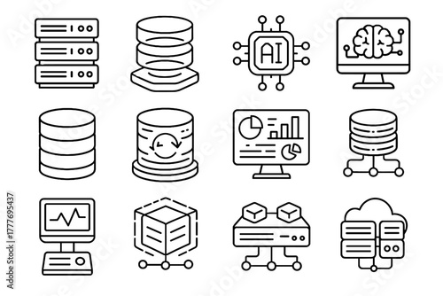 Icon data backup node network vector futuristic monitoring storage connected digital predictive