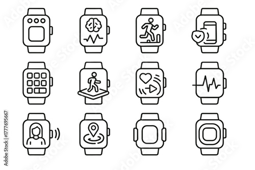 Futuristic vector icon touchscreen display device monitor icons wearable tracking smartwatch advanced
