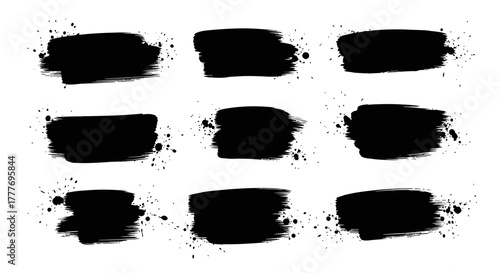 Black Brush Strokes A Collection of Artistic Paint Textures.