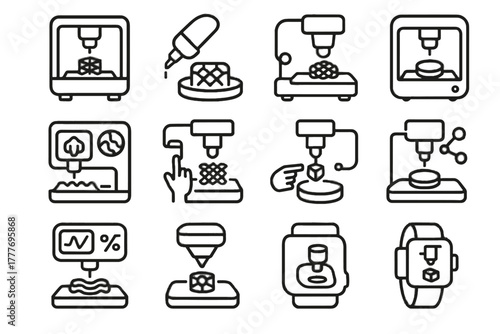 Bio device biomaterial vector holographic tissue extruder icon lab printer mini