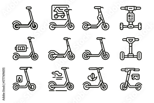 Connected display battery eco vector icon urban futuristic scooter transport smart electric