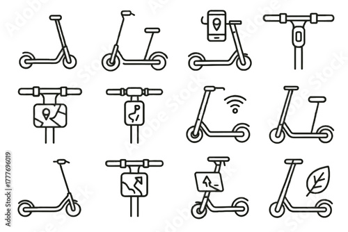 Scooter icons predictive device vector eco city personal icon display guidance transport
