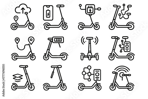 Scooter vector personal icons display icon commuting holographic smart device connected guidance