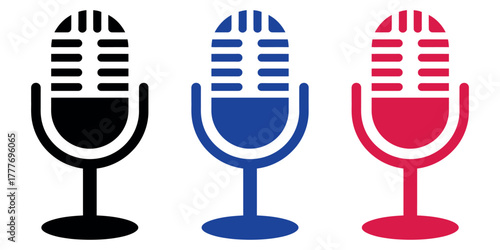 Mic vector silhouette illustration on white background – simple microphone icon design perfect for audio, podcast, and music concepts.

