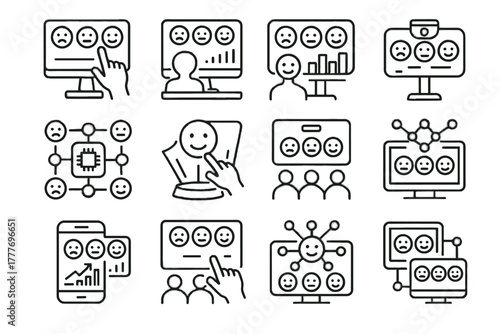 Emotion educational icon vector interactive board classroom device predictive icons mood connected