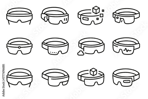 Icon projection predictive gear reality headset vector futuristic ar interface smart