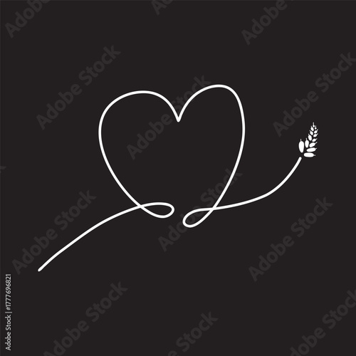 vector illustration of a heart with wheat