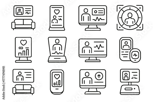 Wellness vector room body icon home tracker sensor health hub bio interactive