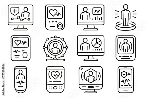 Monitor bio icon health body vector smart biometric interactive office predictive sensor