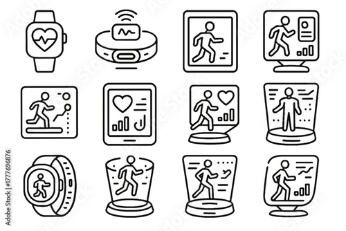 Smart fitness body vector icon futuristic interactive heart icons predictive exercise health