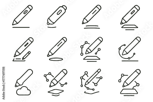 Floating vector device ai icon interactive smart pen modern sketching portable