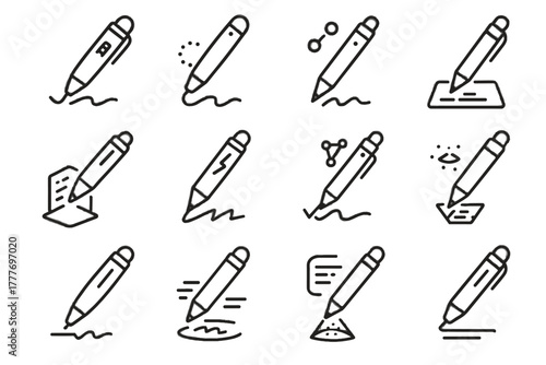 Holographic vector interactive ai predictive pen icon stylus office sketching drawing