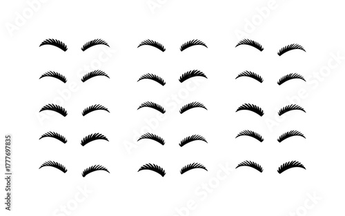 A Pattern of Black Eyebrow Illustrations on a White Background