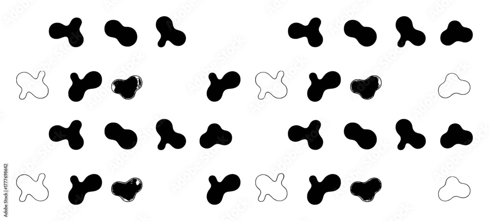 Fototapeta premium Abstract Blob Shapes: A Collection of Organic Forms in Black and White