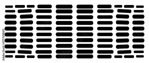 Abstract Black Rounded Rectangles in Vertical Columns on White Background