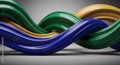Twined rubber-like tubes in green and blue hues.