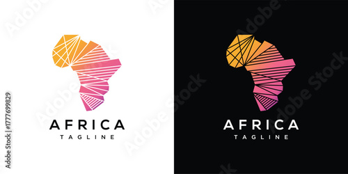 Africa map technology logo design template. digital technology african geometric design logo icon	